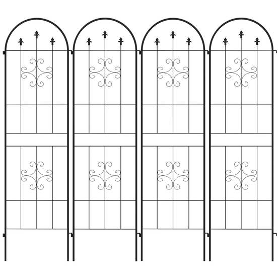 Lot de 4 treillis de jardin acier noir 50 x 1 x 180 cm - PANGIVO - Image 2