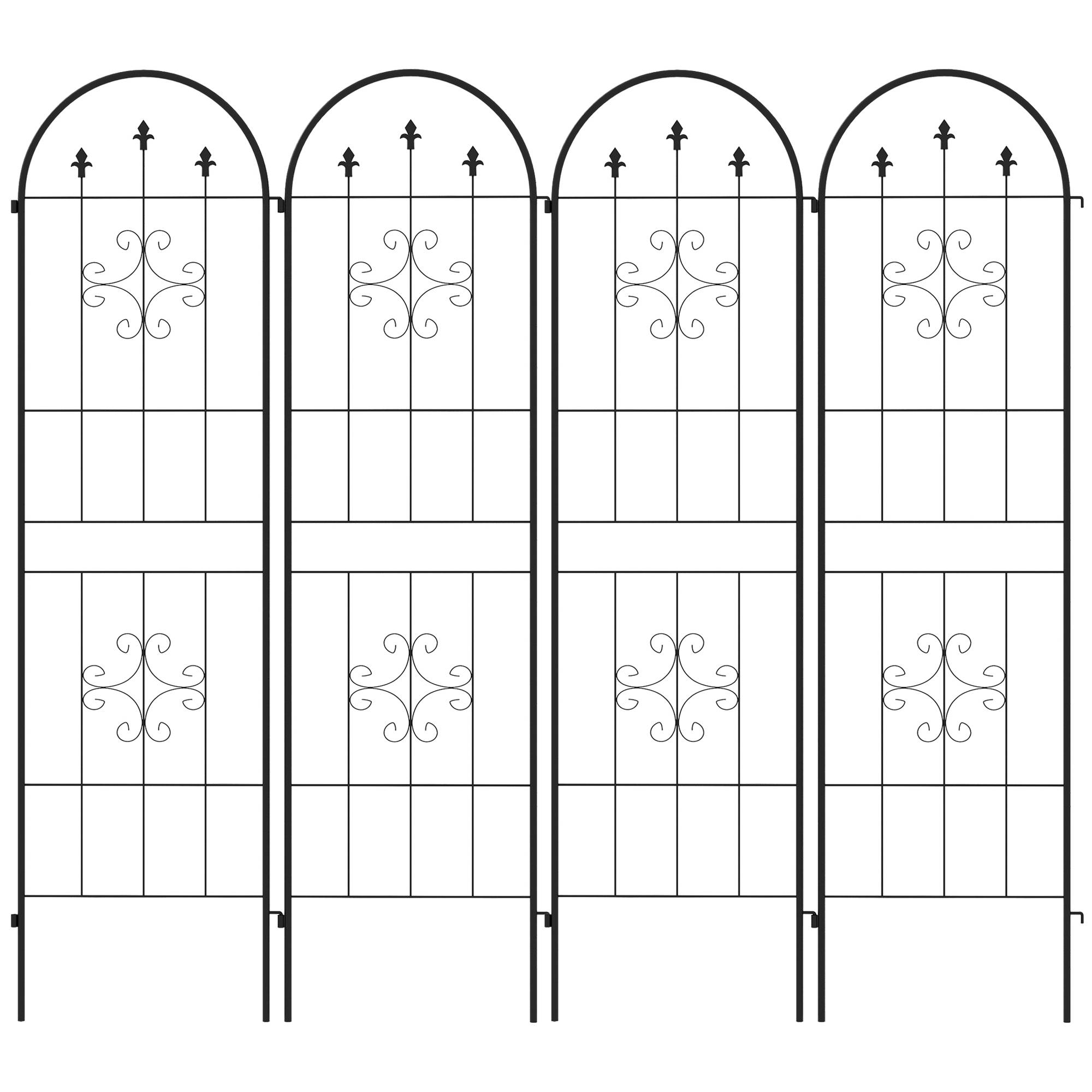 Lot de 4 treillis de jardin acier noir 50 x 1 x 180 cm - PANGIVO - Image 2