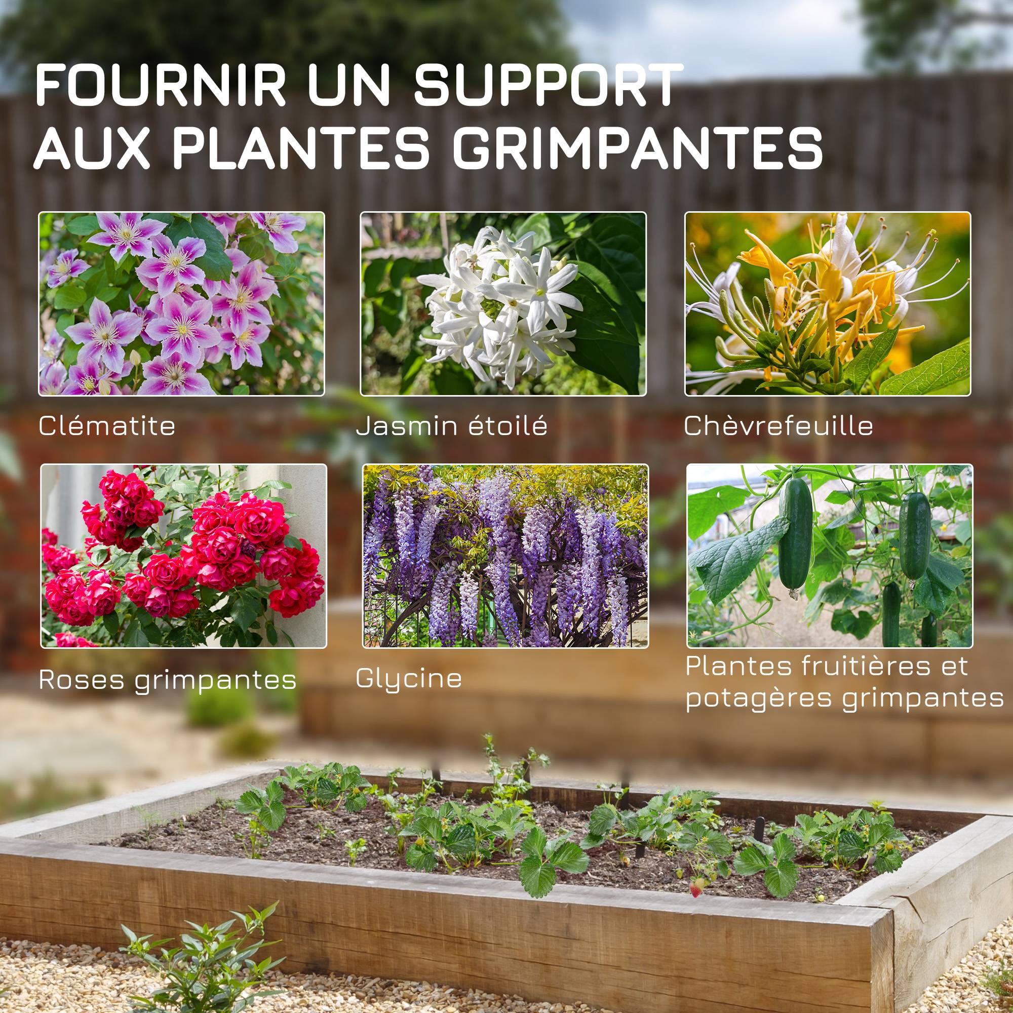 Lot de 4 treillis de jardin acier noir 50 x 1 x 180 cm - PANGIVO - Image 6
