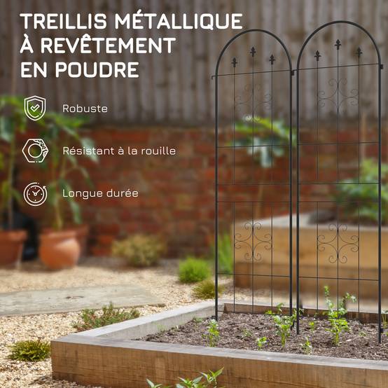 Lot de 4 treillis de jardin acier noir 50 x 1 x 180 cm - PANGIVO - Image 8