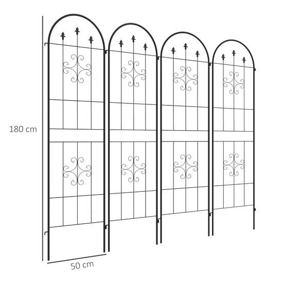 Lot de 4 treillis de jardin acier noir 50 x 1 x 180 cm - PANGIVO - Image 5