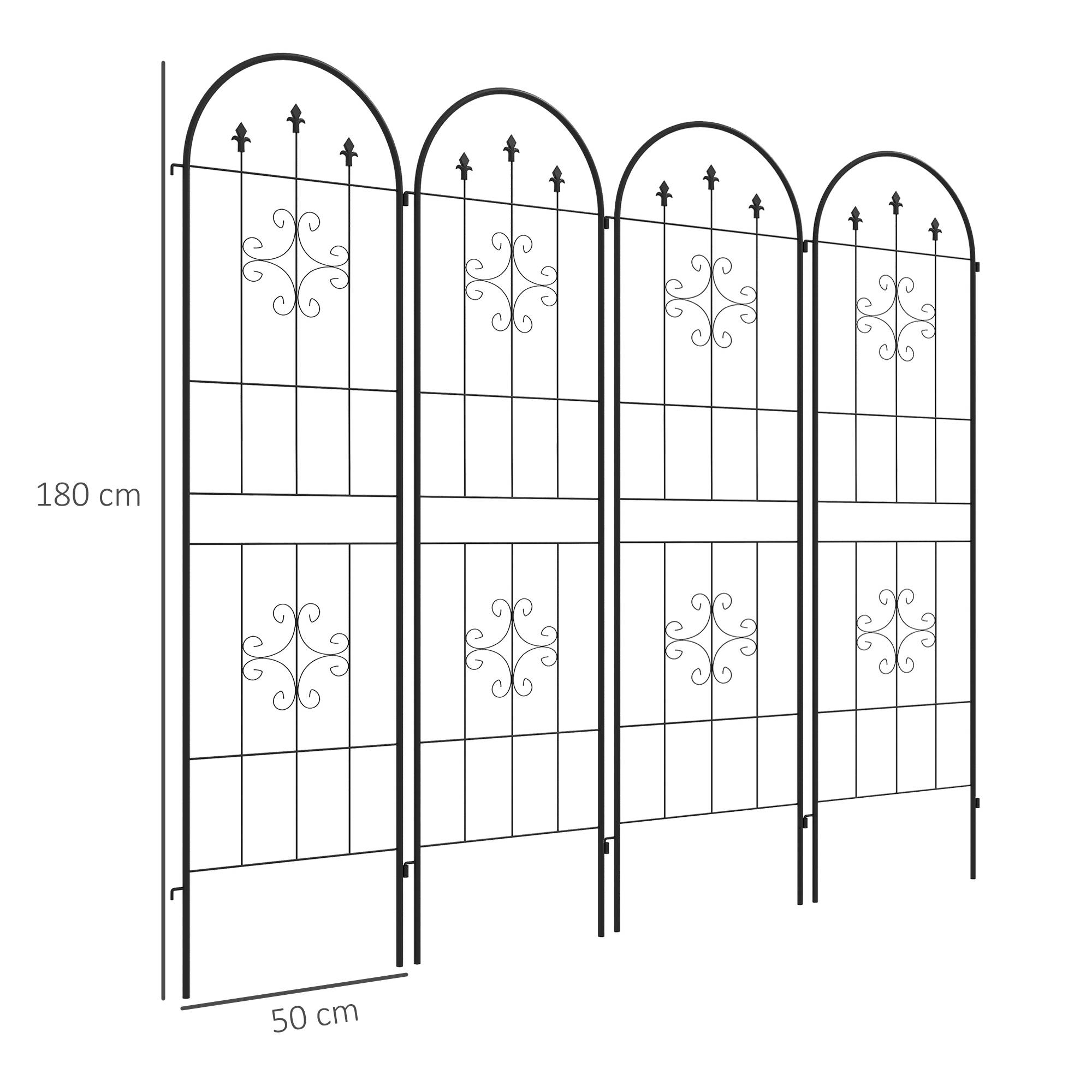 Lot de 4 treillis de jardin acier noir 50 x 1 x 180 cm - PANGIVO - Image 5