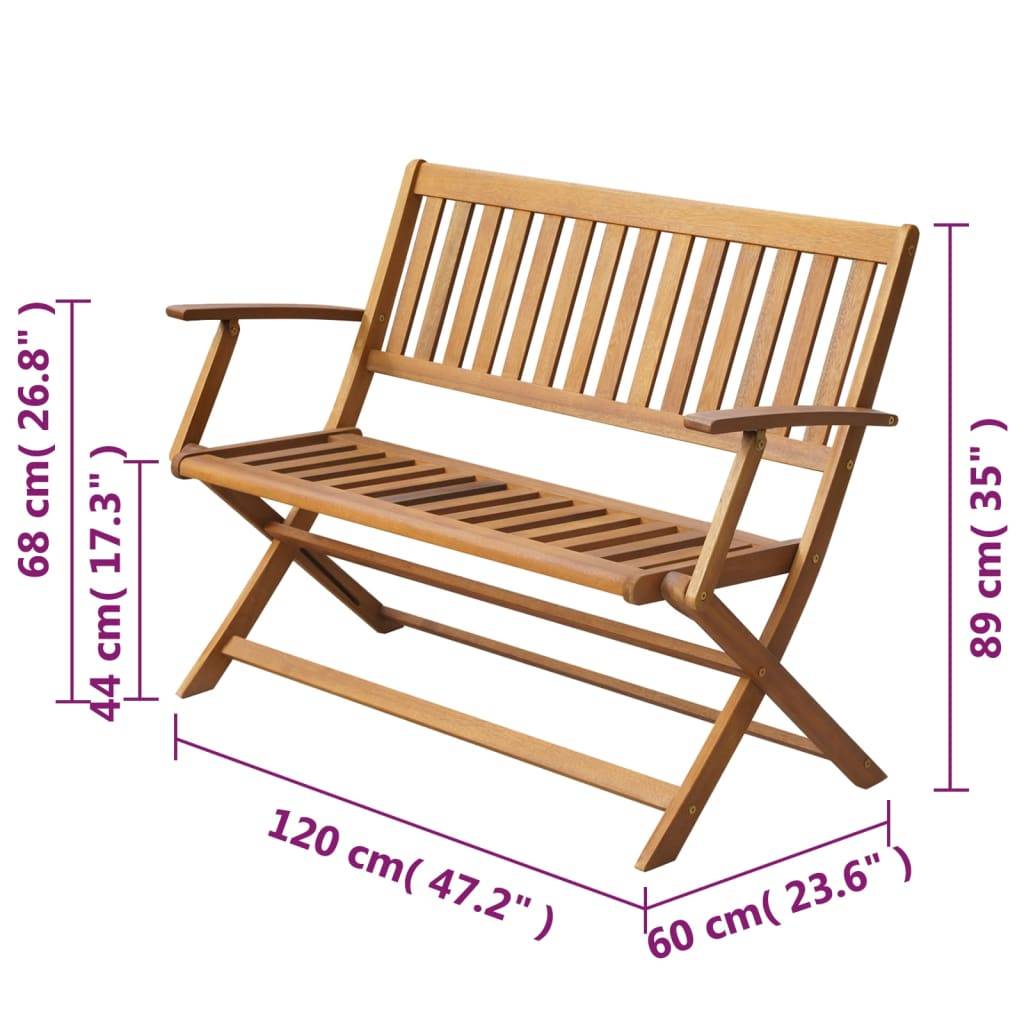Helloshop26 - Banc de jardin meuble de patio d'extérieur terrasse 120 x 60 x 89 cm bois d'acacia solide - Imagen 4