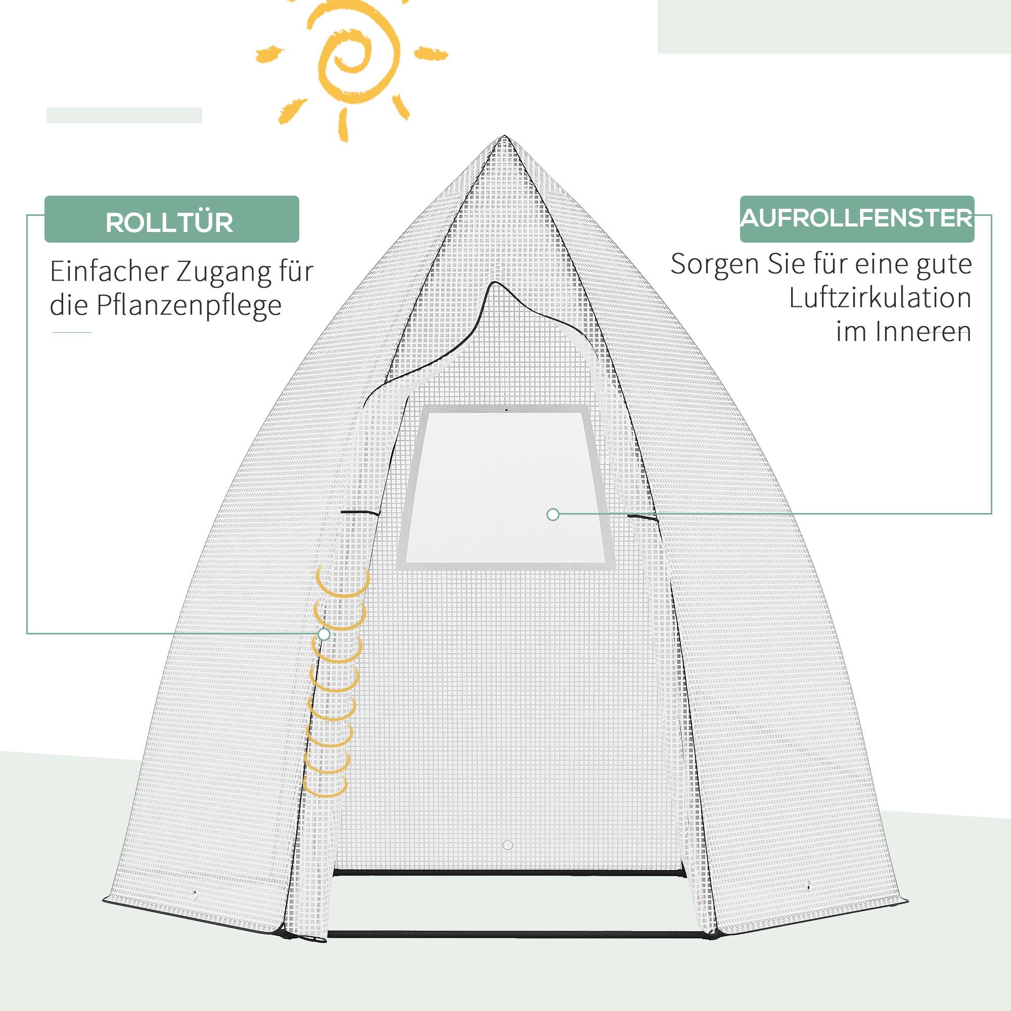 Tente hivernage métal PE pour plantes tropicales protection froid 160x140x180cm blanc - ComfortXL Outdoor Living - Image 7