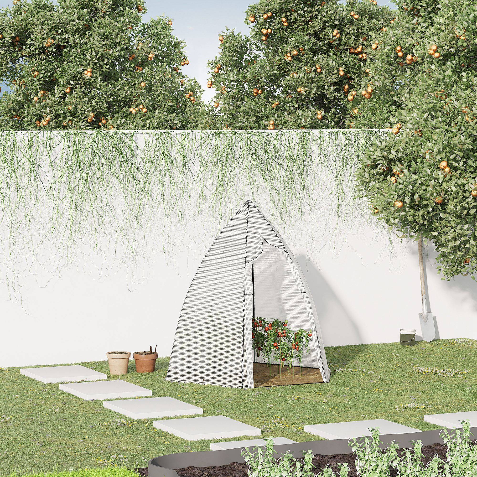 Tente hivernage métal PE pour plantes tropicales protection froid 160x140x180cm blanc - ComfortXL Outdoor Living - Image 3