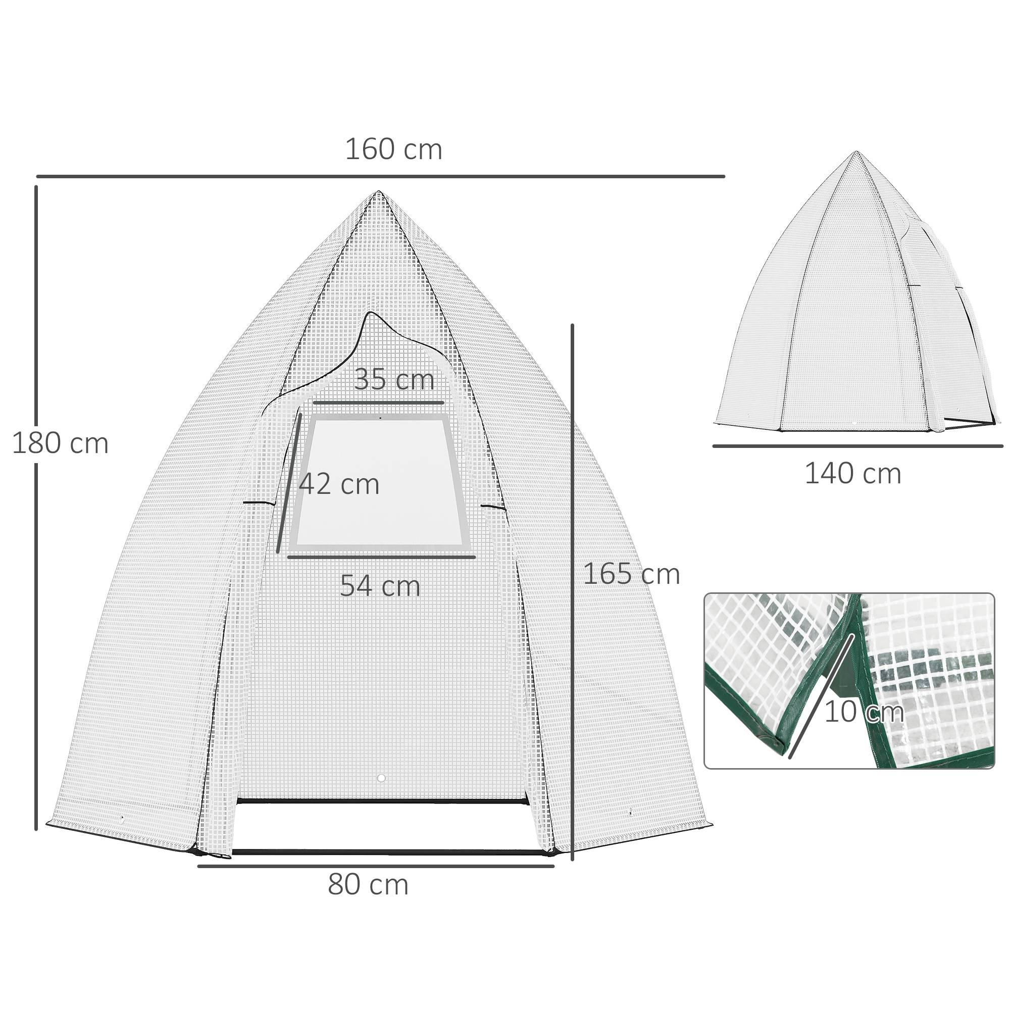 Tente hivernage métal PE pour plantes tropicales protection froid 160x140x180cm blanc - ComfortXL Outdoor Living - Image 5