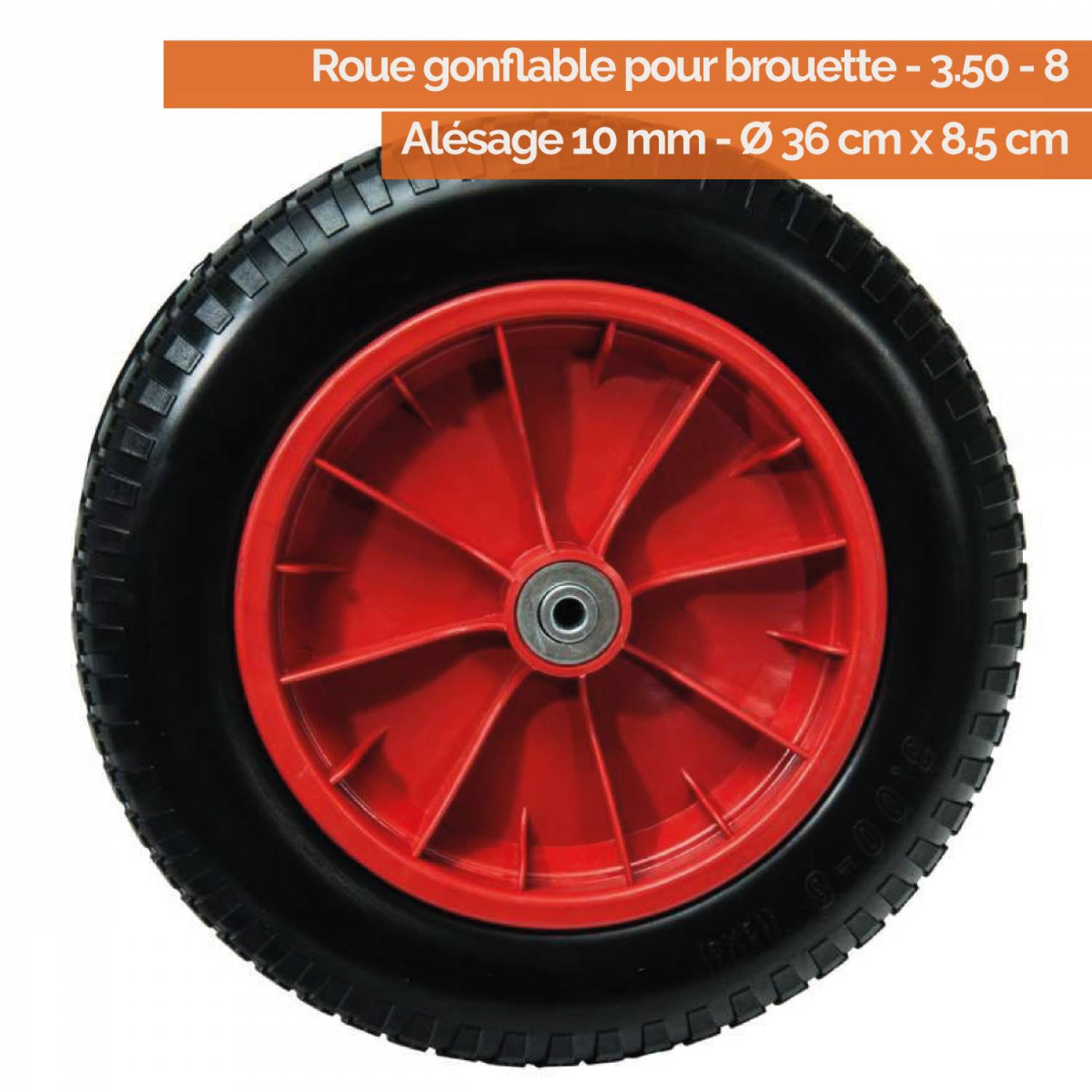 Linxor - Roue gonflable pour brouette - 36 x 8.5 cm - Alésage 10 mm - Linxor - Imagen 2