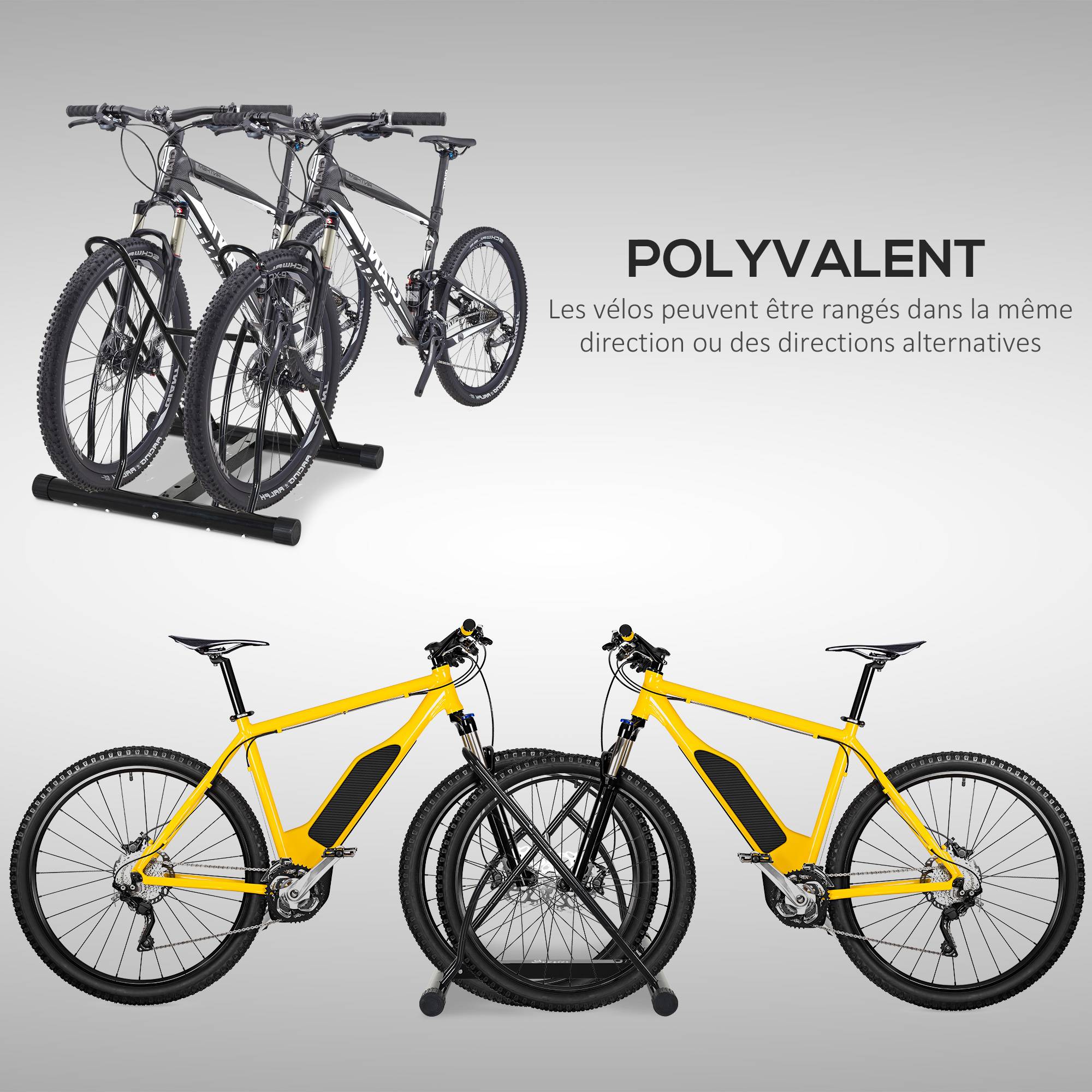 Râtelier pour 2 vélos acier noir 54 x 60 x 57 cm - PANGIVO - Image 6
