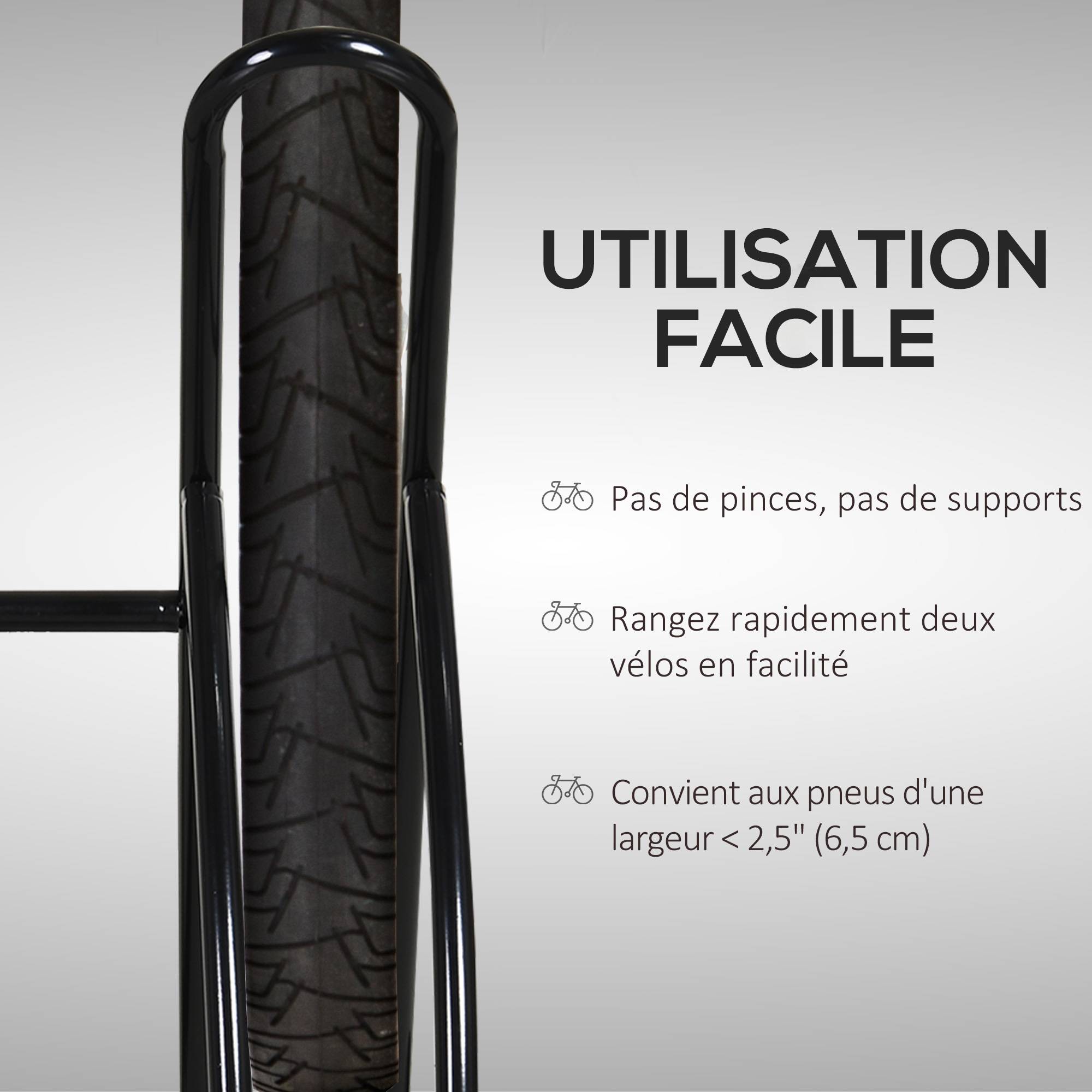 Râtelier pour 2 vélos acier noir 54 x 60 x 57 cm - PANGIVO - Image 8