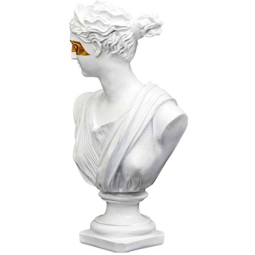 The Home Deco Factory - Statue buste avec masque doré en polyrésine 31.5 x 15.5 x 12 cm - Imagen 4