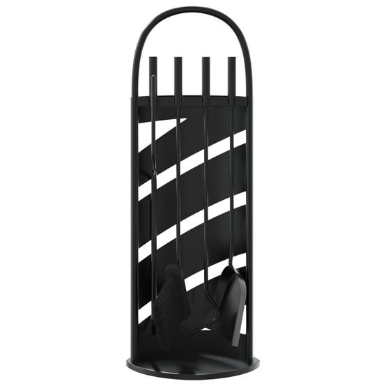Set Serviteur de Cheminée Acier 5 Pièces pour Foyer Entretien du Feu 66 cm Noir - ComfortXL Outdoor Living - Image 4