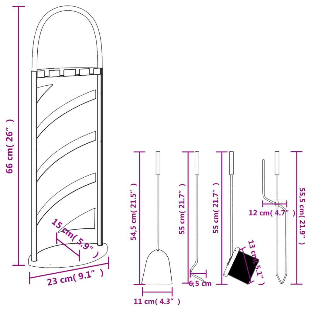 Set Serviteur de Cheminée Acier 5 Pièces pour Foyer Entretien du Feu 66 cm Noir - ComfortXL Outdoor Living - Image 10