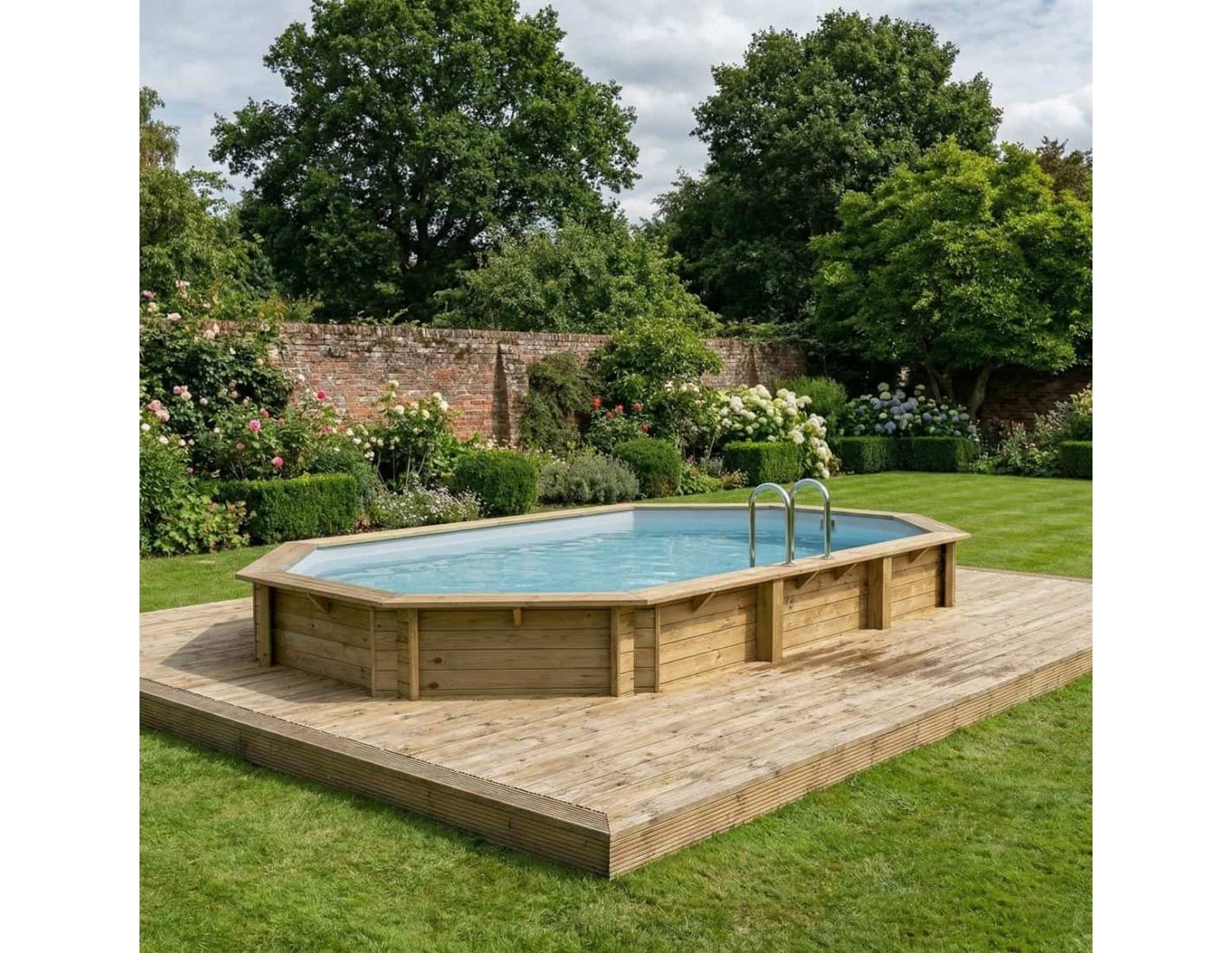 Altanka - Piscine hors sol en bois NEMO 7.3 x 3.97 - H.1.45 m, gris clair, cadre en métal - sans dalle - BAS7305OSPU2 - ALTANKA - Image 3