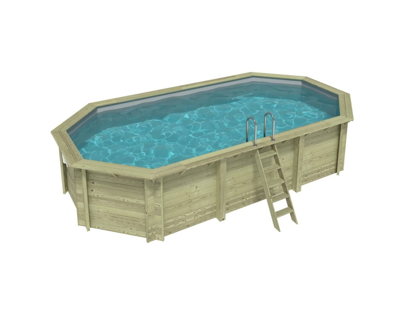 Altanka - Piscine hors sol en bois NEMO 7.3 x 3.97 - H.1.45 m, gris clair, cadre en métal - sans dalle - BAS7305OSPU2 - ALTANKA - Image 1