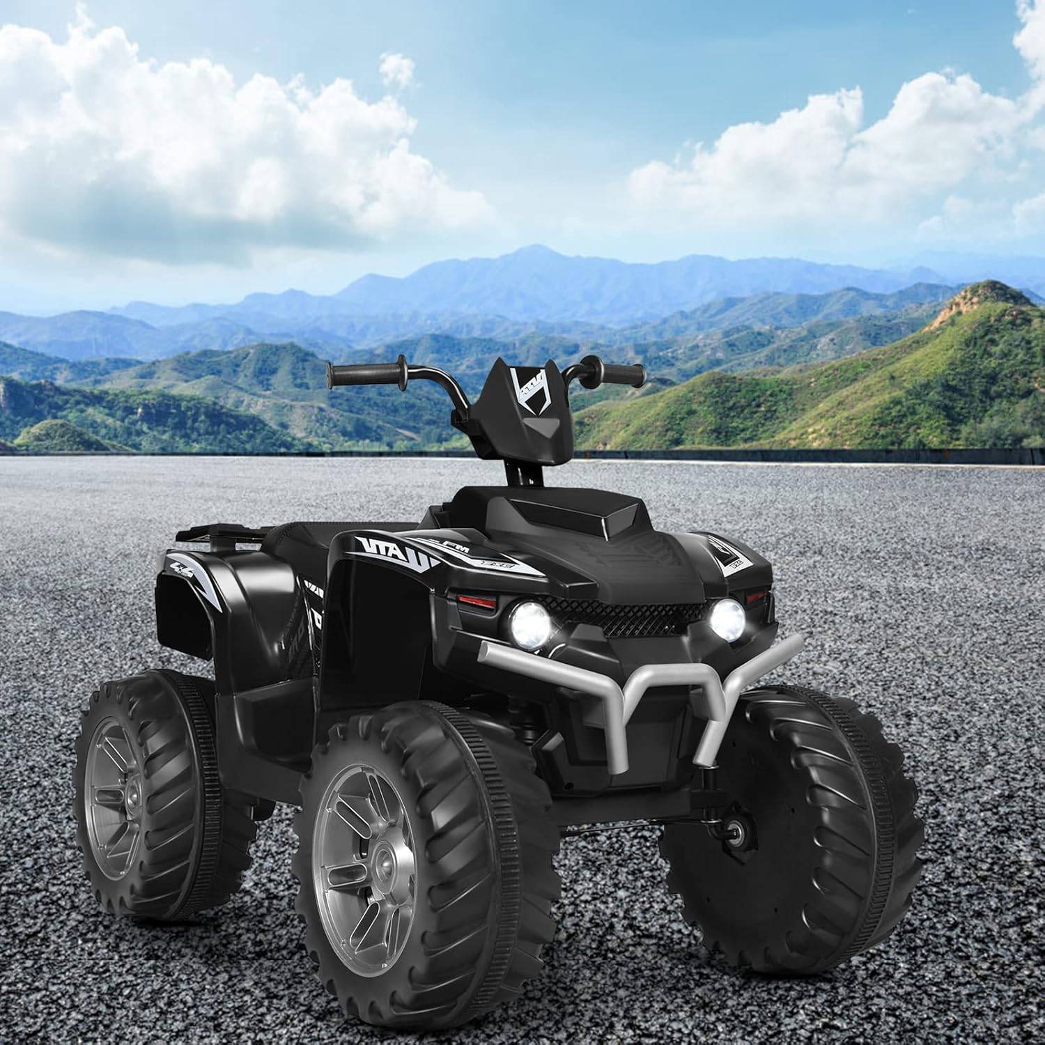 Quad Électrique 12V pour Enfants 3-7 Ans,104x67x74cm, pour Différents Terrains Noir - Image 6