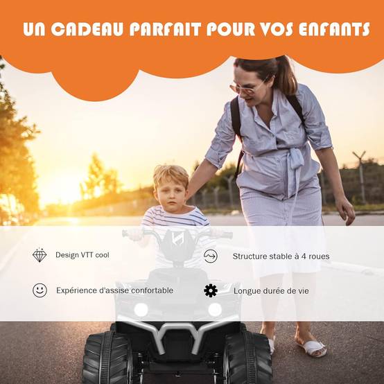 Quad Électrique 12V pour Enfants 3-7 Ans,104x67x74cm, pour Différents Terrains Noir - Image 8