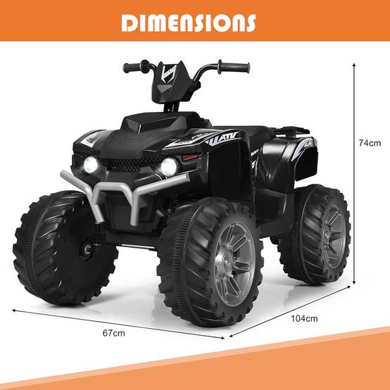Quad Électrique 12V pour Enfants 3-7 Ans,104x67x74cm, pour Différents Terrains Noir - Image 5