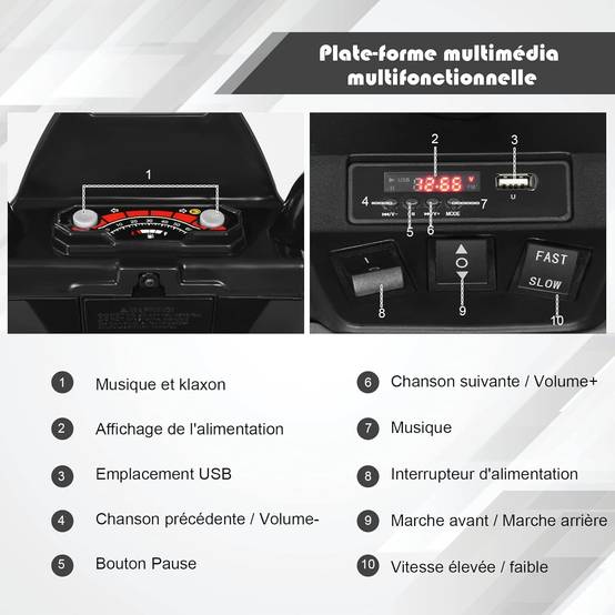 Quad Électrique 12V pour Enfants 3-7 Ans,104x67x74cm, pour Différents Terrains Noir - Image 2