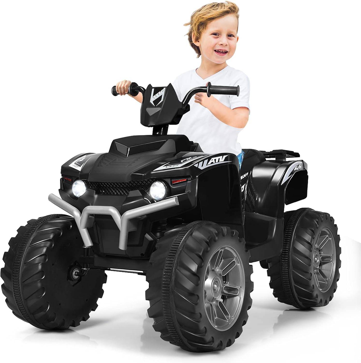 Quad Électrique 12V pour Enfants 3-7 Ans,104x67x74cm, pour Différents Terrains Noir - Image 1