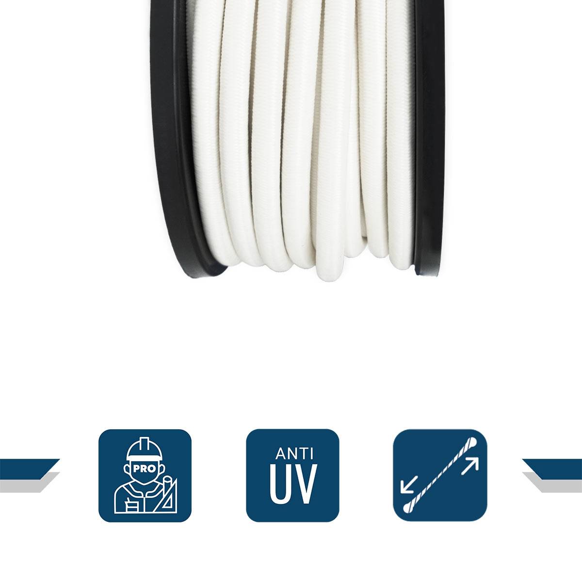 Sandow élastique Blanc 25 mètres 9SW - Qualité PRO - Tendeur pour bâche de diamètre 9 mm TECPLAST - Imagen 3