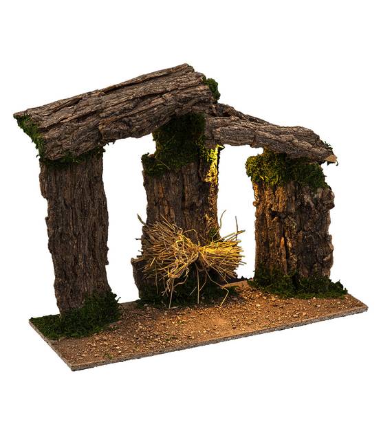 Crèche de noël lumineuse en bois avec LED H 45 cm - Image 2