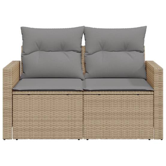 Canapé Extérieur 2 Places Résine Beige Tablette Rabattable et Coussins Gris Clair – ComfortXL Outdoor Living - Image 5
