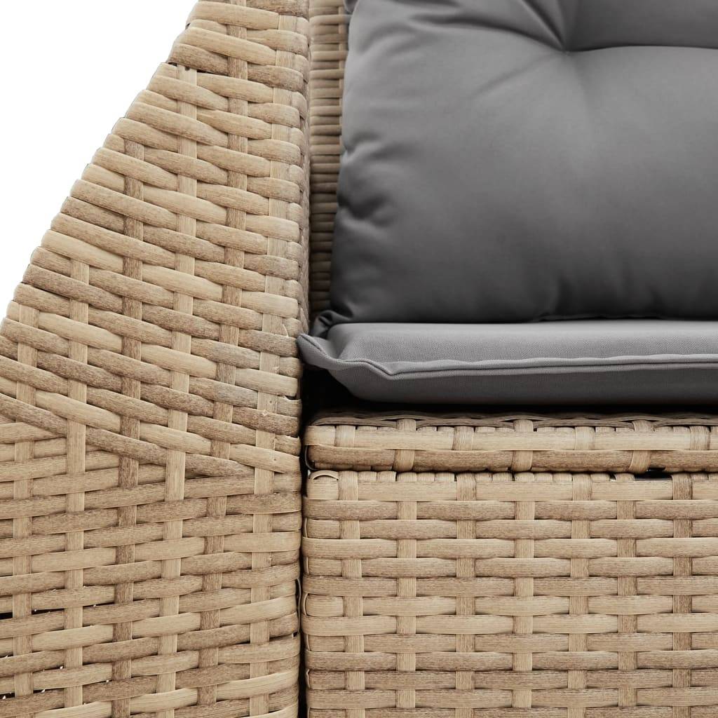 Canapé Extérieur 2 Places Résine Beige Tablette Rabattable et Coussins Gris Clair – ComfortXL Outdoor Living - Image 8