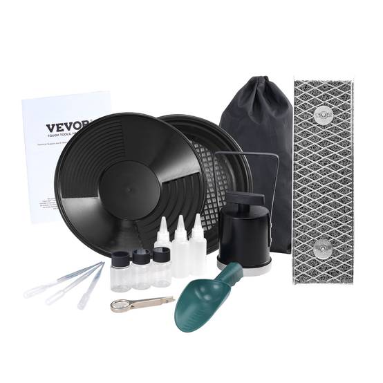 Vevor - VEVOR Kit orpaillage portable 16 pièces, rampe 30.5cm alu, avec batée, tamis, pipettes, pelle, sac. - Image 1