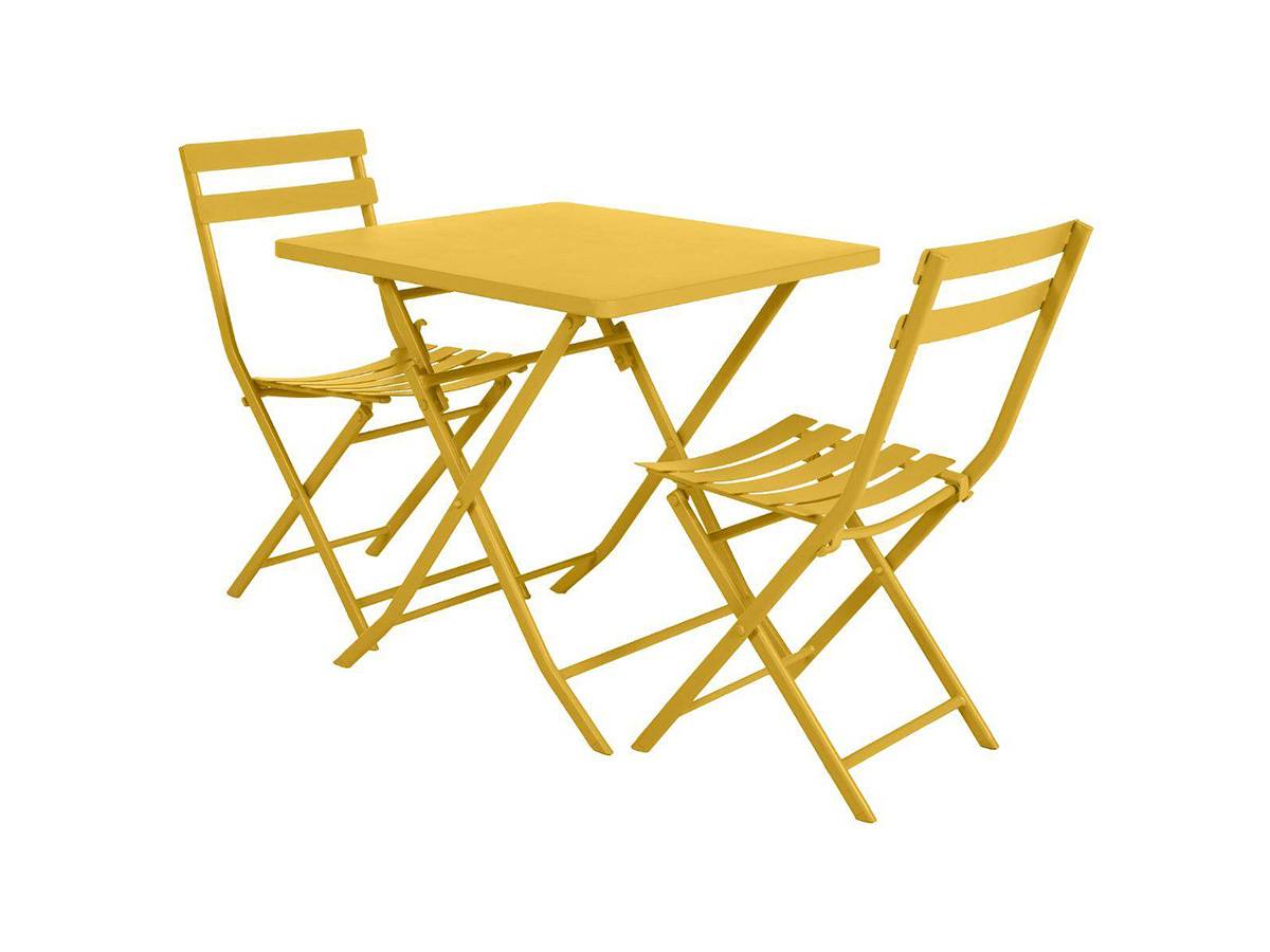 Hesperide - Salon de jardin carré en métal Greensboro 70 x 70 cm Moutarde avec 2 chaises - Hespéride - Imagen 2