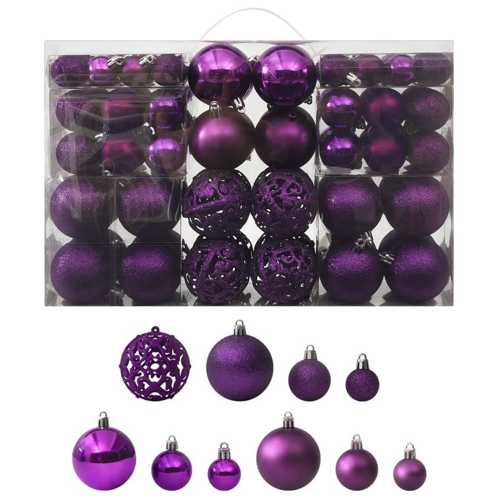 Lot De 2 Boules De Noël Verre Violet – Motif Vie Marine – Décorations Originales