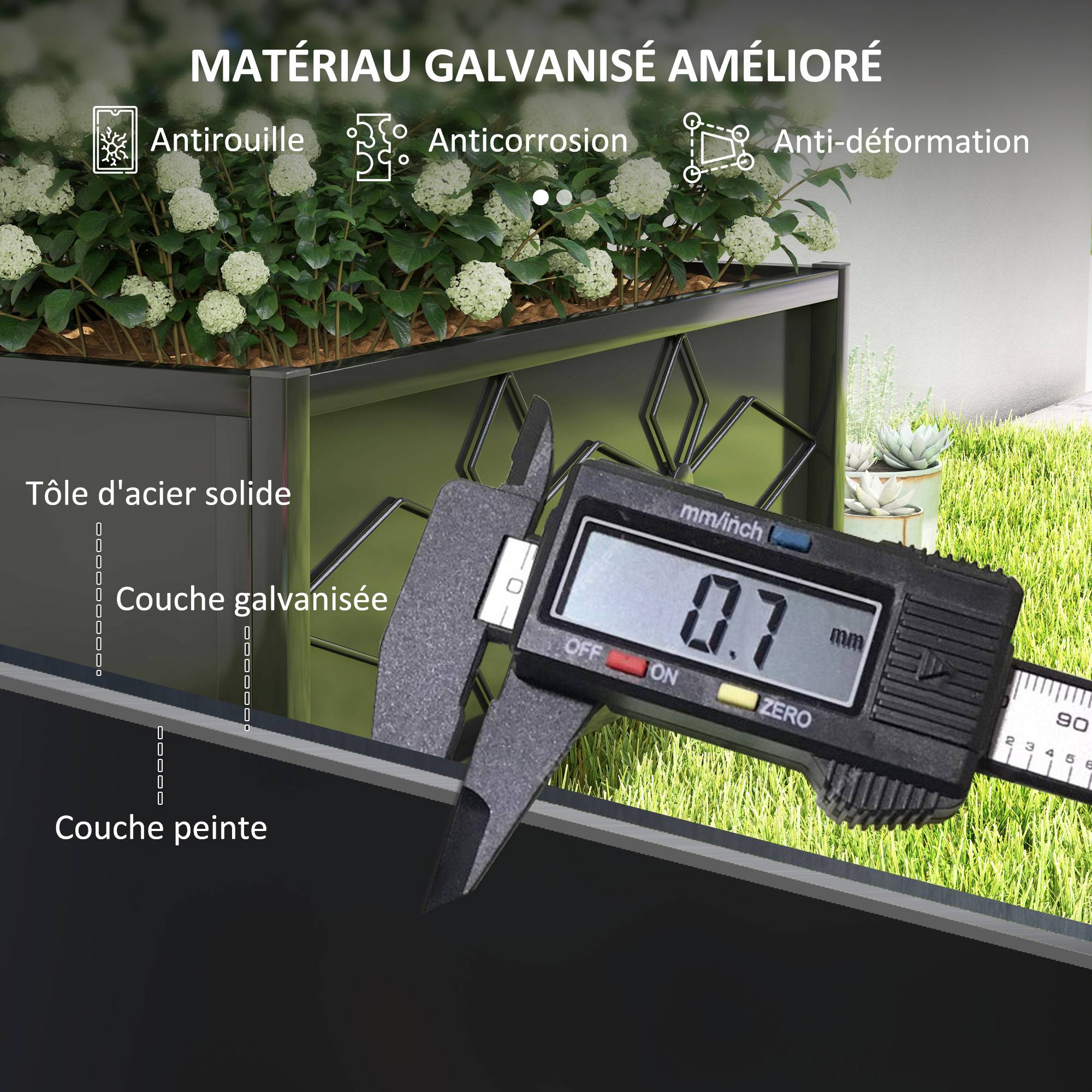 Jardinière avec treillis acier galvanisé noir 90 x 40 x 120 cm - PANGIVO - Image 8