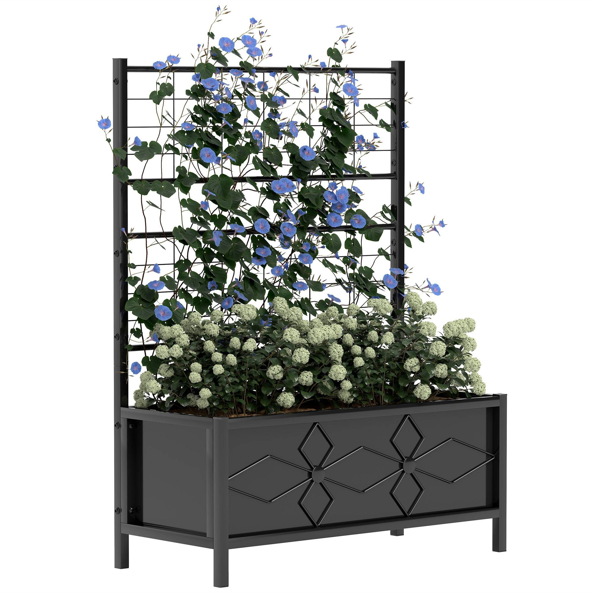Jardinière avec treillis acier galvanisé noir 90 x 40 x 120 cm — free download