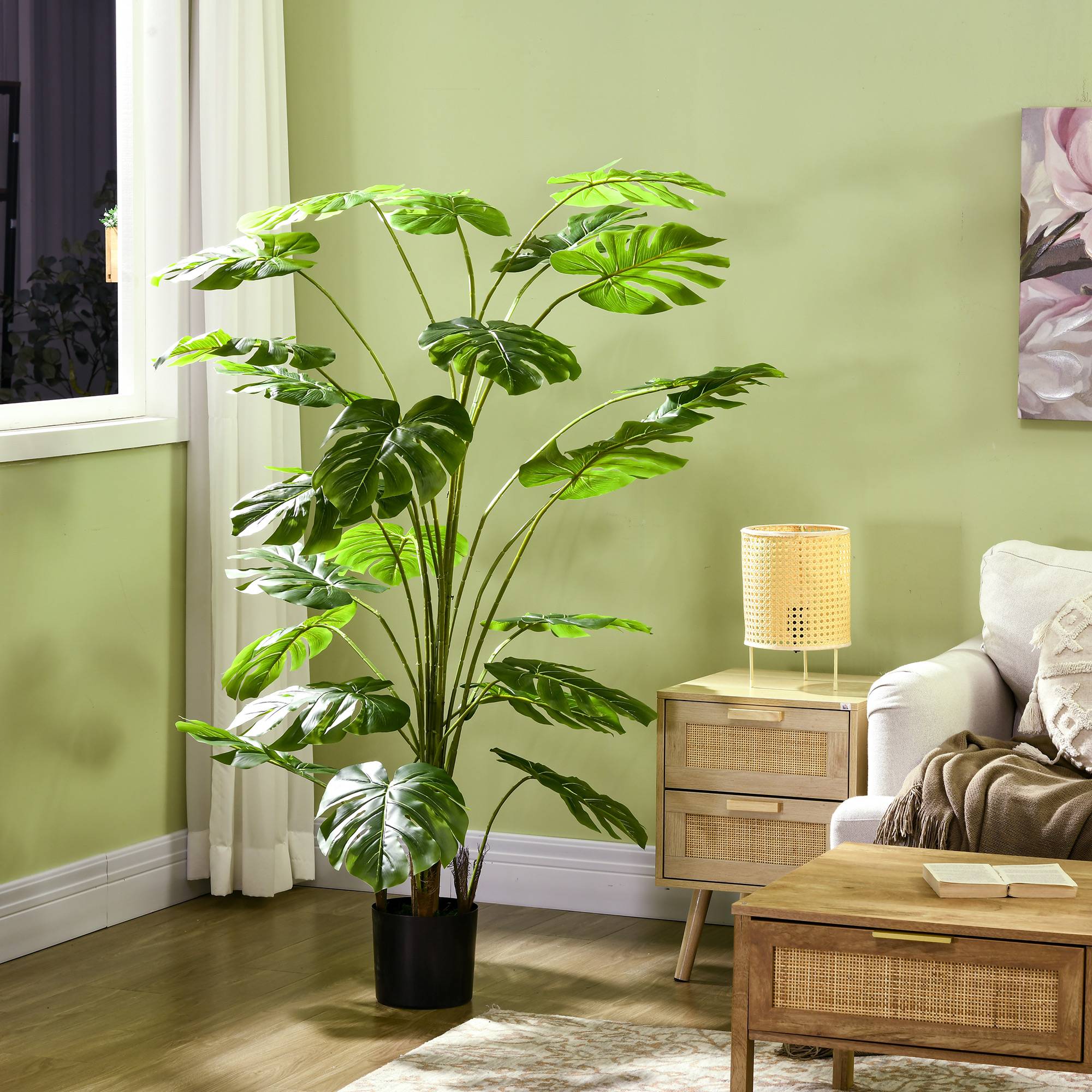 Grande Plante Artificielle Plastique Salon Extérieur Aspect Réaliste 180cm Vert - ComfortXL Outdoor Living - Image 9