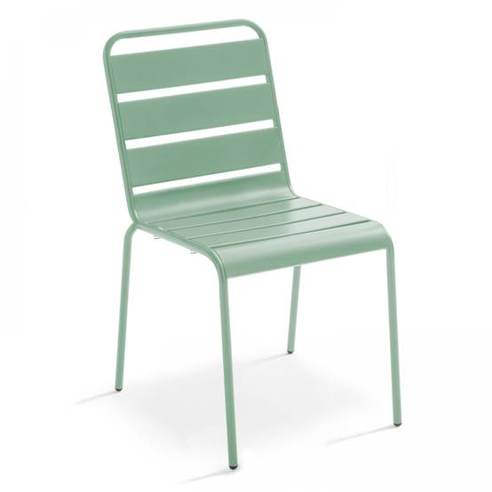 Oviala - Ensemble table de jardin et 8 chaises en métal vert sauge Palavas - Oviala - Imagen 6