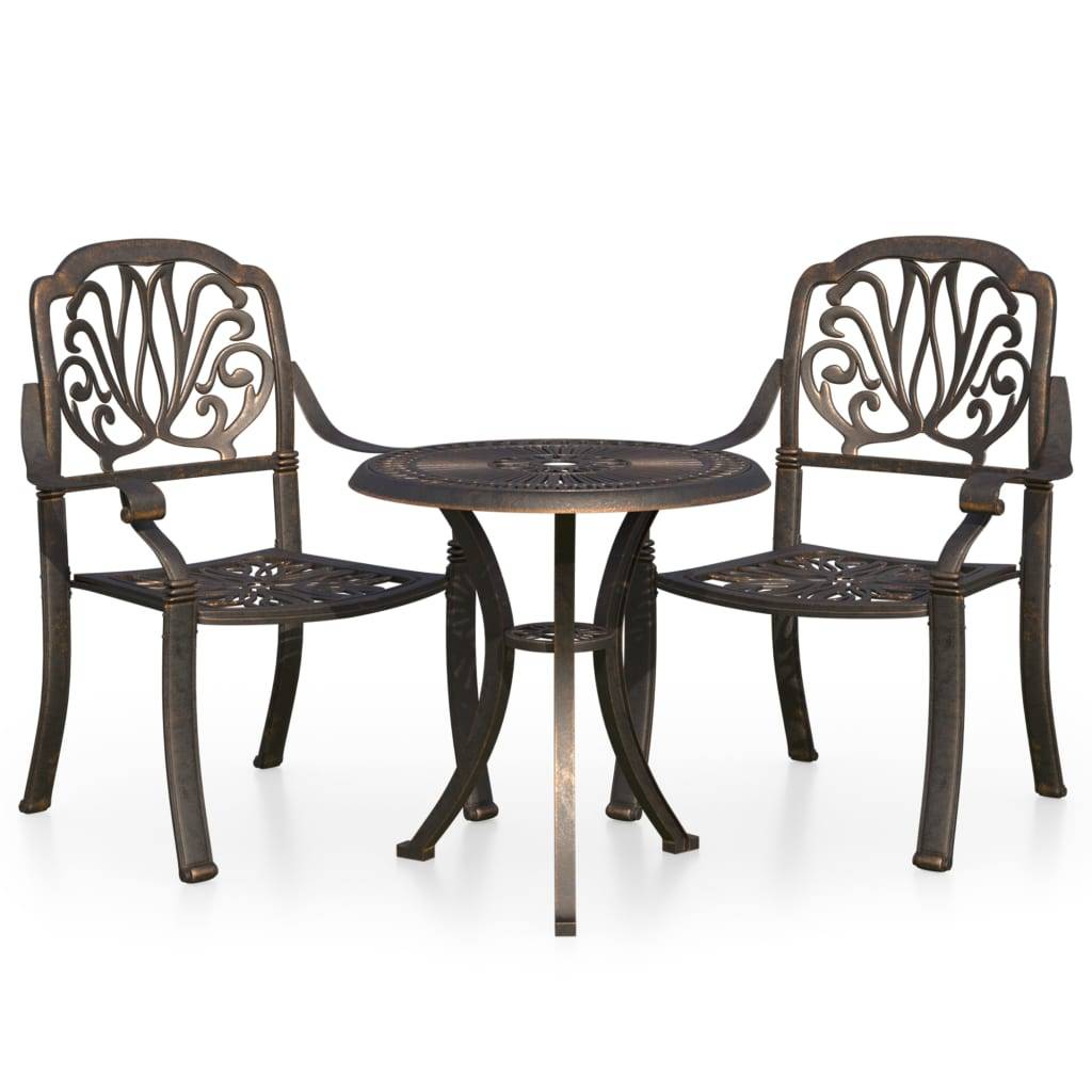 Helloshop26 - Ensemble de bistro jardin meuble extérieur terrasse 3 pièces aluminium coulé bronze - Imagen 1