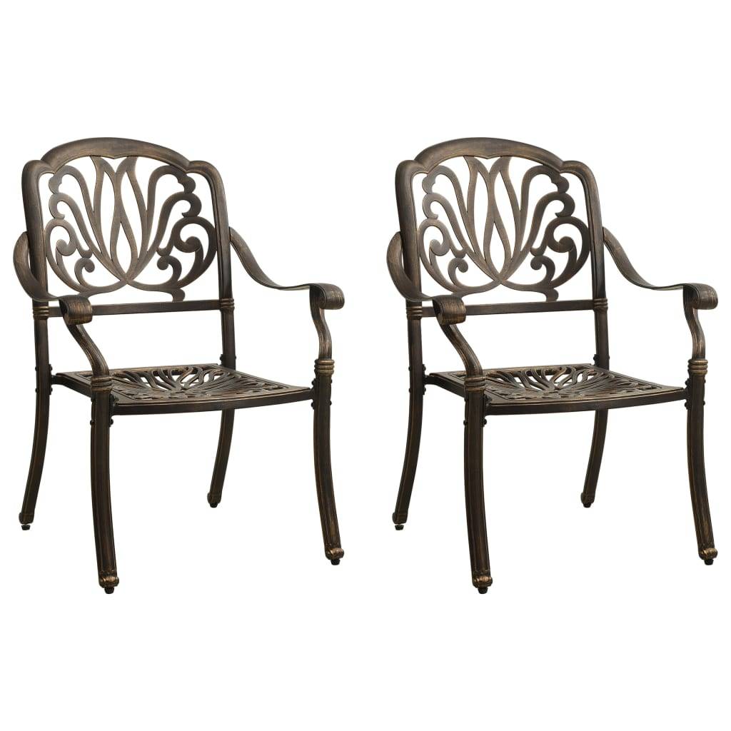 Helloshop26 - Ensemble de bistro jardin meuble extérieur terrasse 3 pièces aluminium coulé bronze - Imagen 2