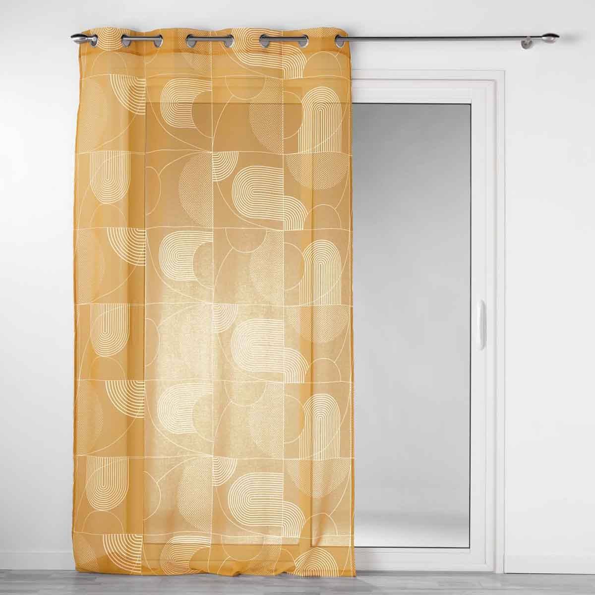 Rideau Voilage à Œillets "Esquisse" 140x280cm Camel - Image 1