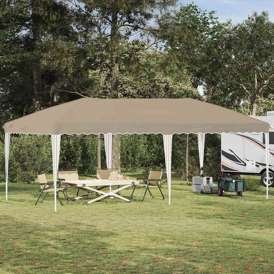 ComfortXL - Tente de réception acier pour terrasse hauteur réglable pliante 575x290cm crème - ComfortXL Outdoor Living - Image 1