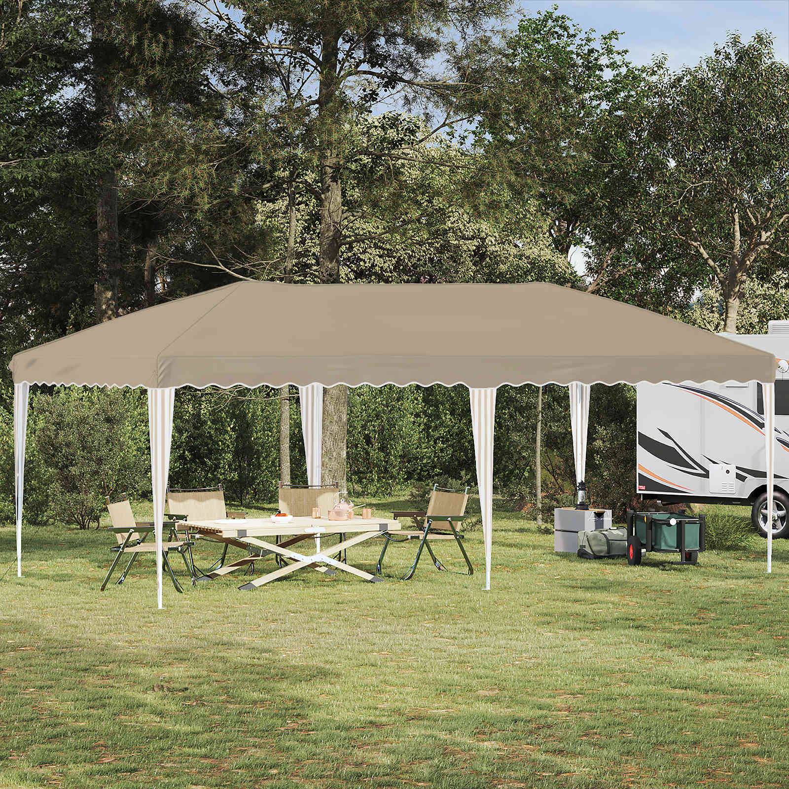 ComfortXL - Tente de réception acier pour terrasse hauteur réglable pliante 575x290cm crème - ComfortXL Outdoor Living