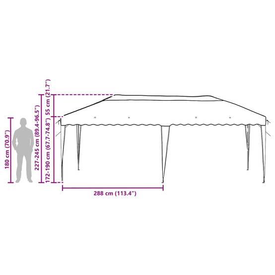 ComfortXL - Tente de réception acier pour terrasse hauteur réglable pliante 575x290cm crème - ComfortXL Outdoor Living - Image 10
