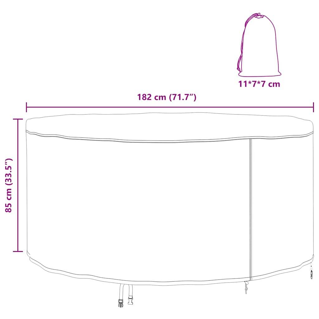 Housse de Protection pour Table de Jardin Ronde Tissu Oxford 210D Anti-UV et Étanche Noir 182x182x85 cm – ComfortXL Outdoor Living - Image 6