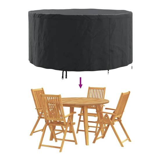 Housse de Protection pour Table de Jardin Ronde Tissu Oxford 210D Anti-UV et Étanche Noir 182x182x85 cm – ComfortXL Outdoor Living - Image 3
