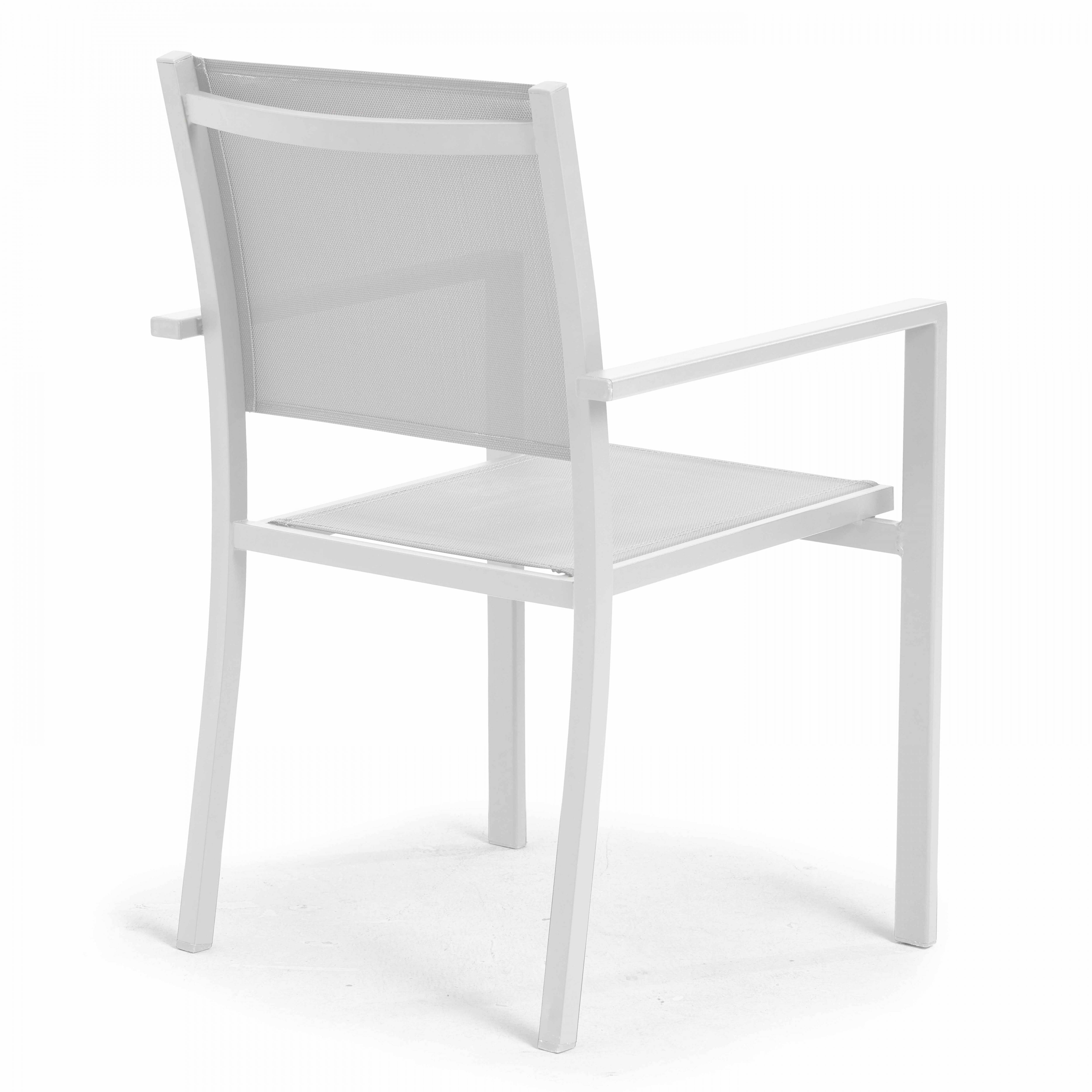 Oviala - Fauteuil de jardin aluminium et textilène blanc  Nice - Oviala - Imagen 3