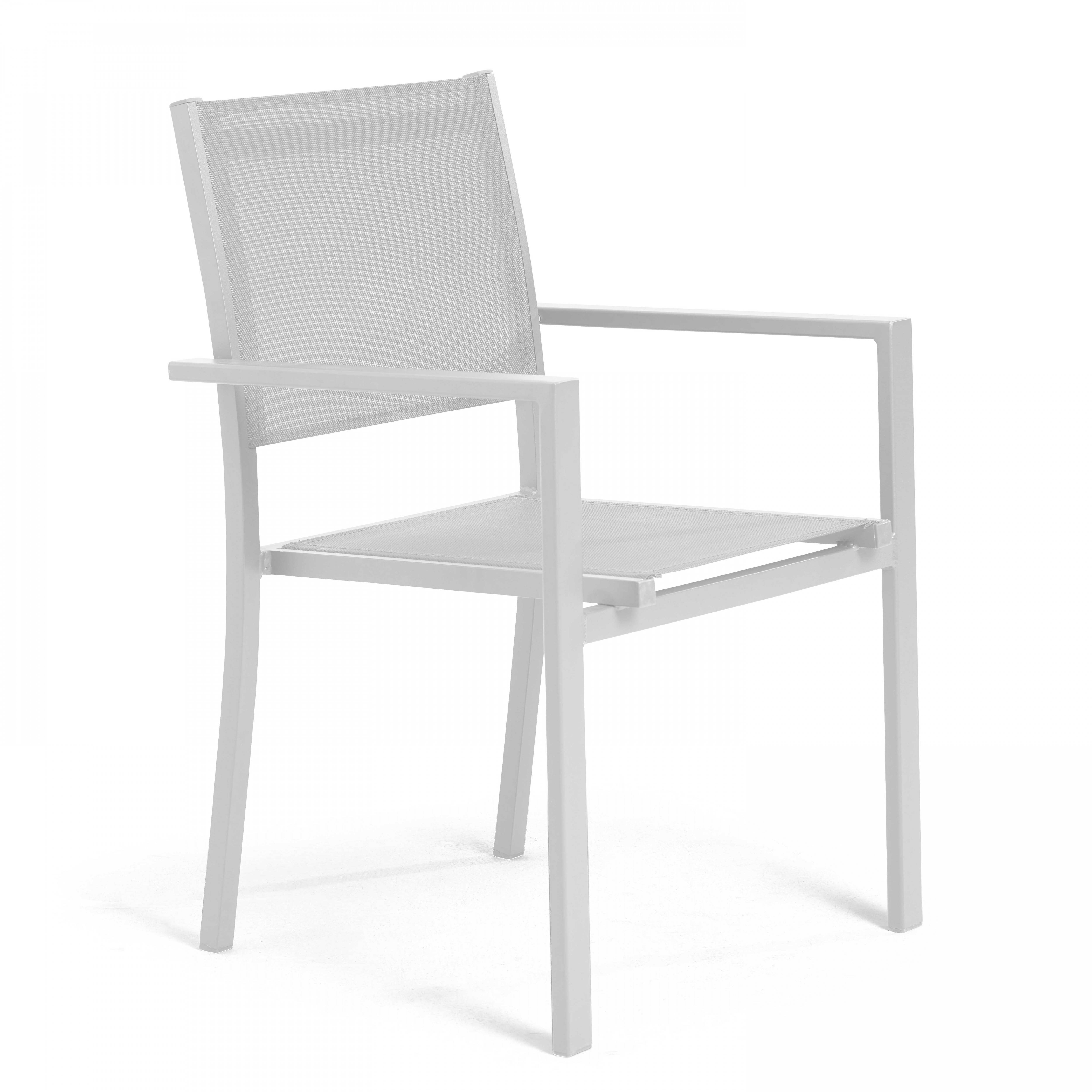 Oviala - Fauteuil de jardin aluminium et textilène blanc Nice - Oviala - Imagen 1