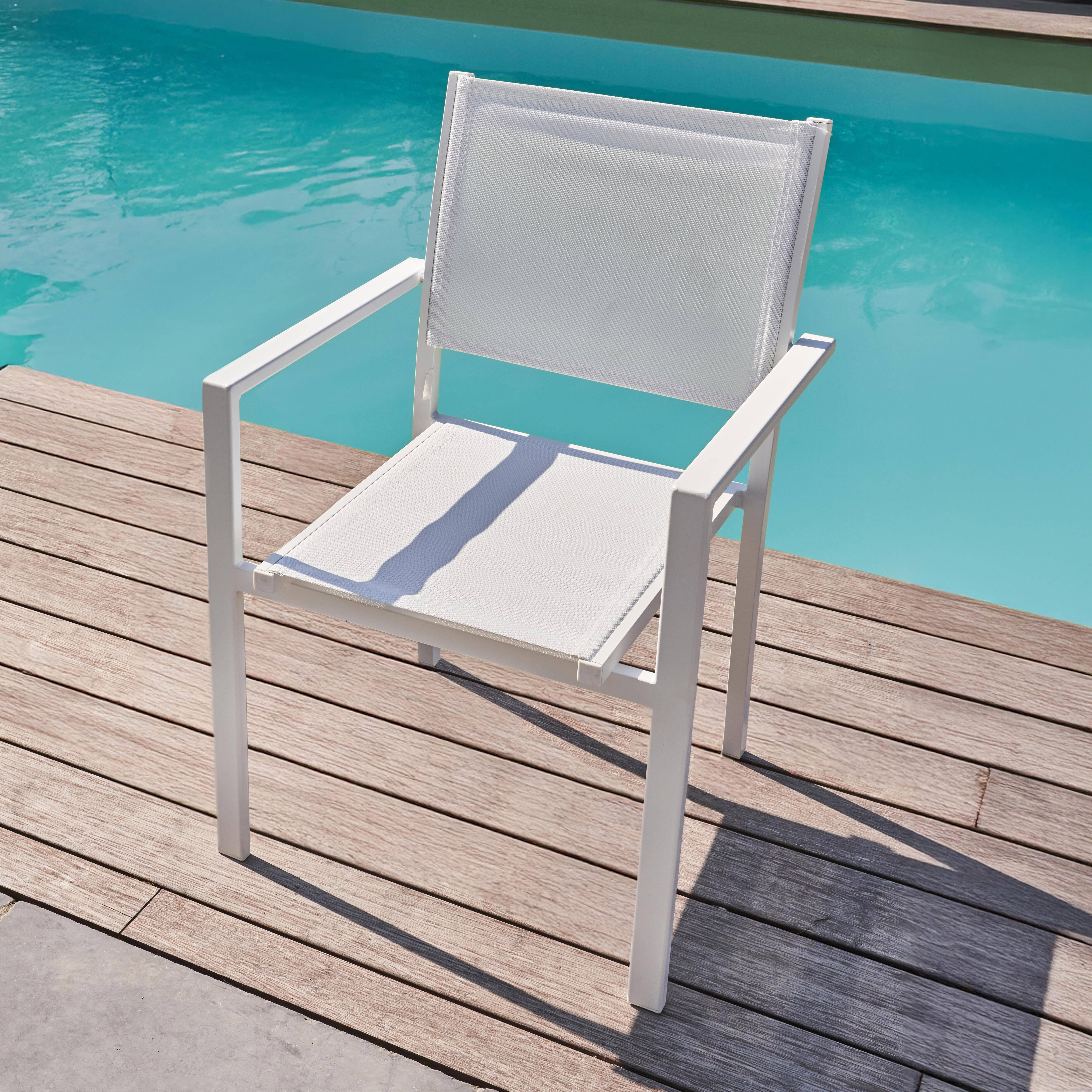 Oviala - Fauteuil de jardin aluminium et textilène blanc  Nice - Oviala - Imagen 2