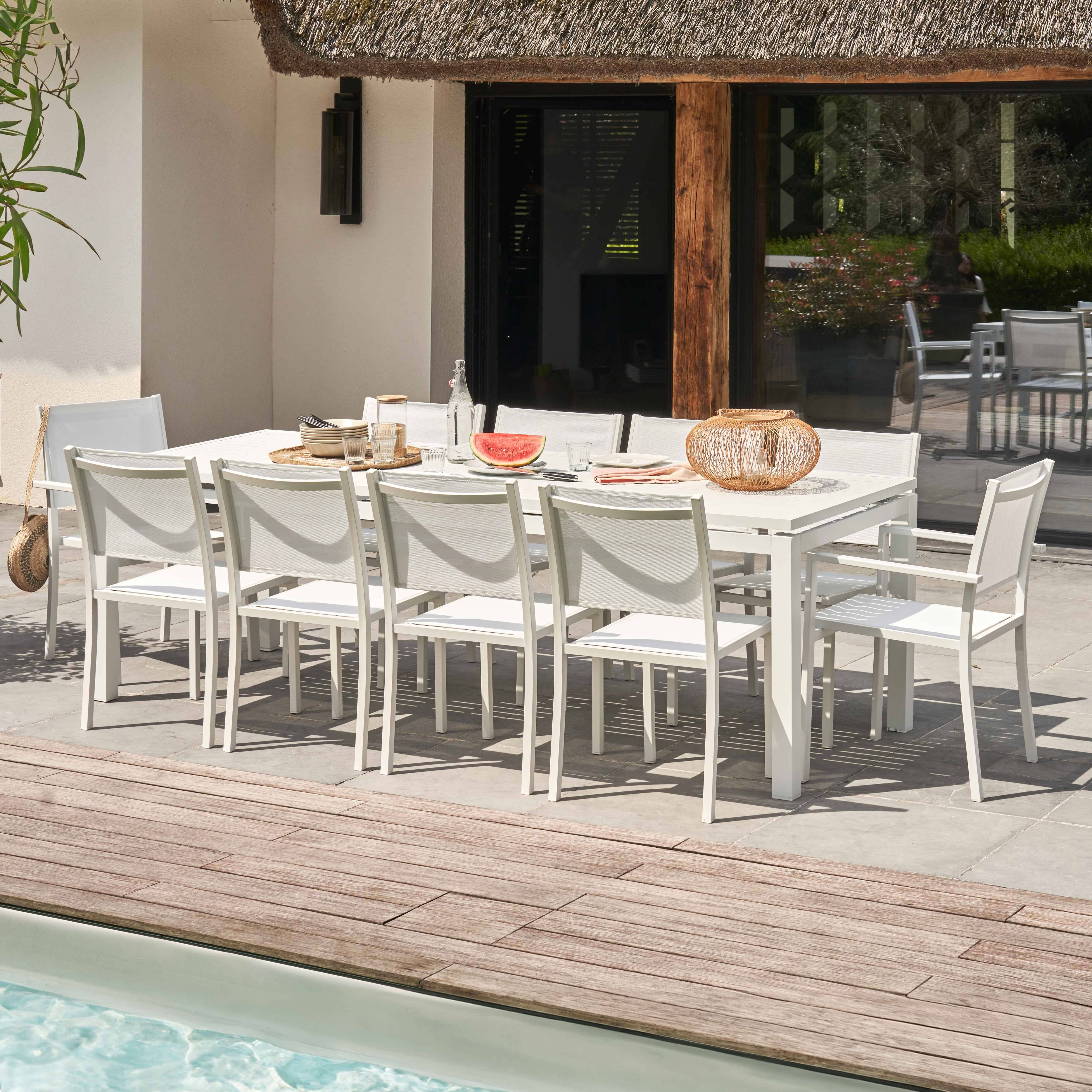 Oviala - Fauteuil de jardin aluminium et textilène blanc  Nice - Oviala - Imagen 6