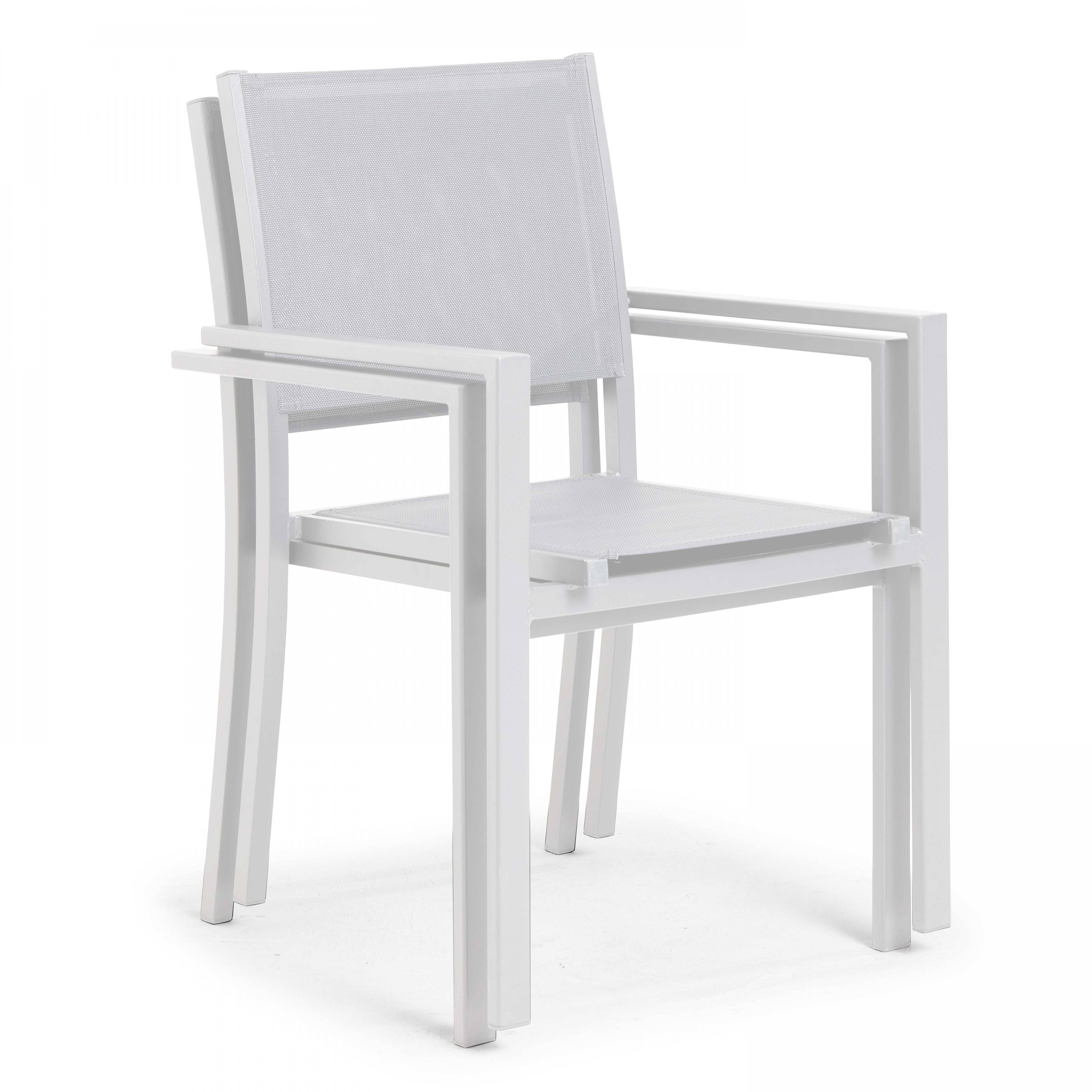 Oviala - Fauteuil de jardin aluminium et textilène blanc  Nice - Oviala - Imagen 4