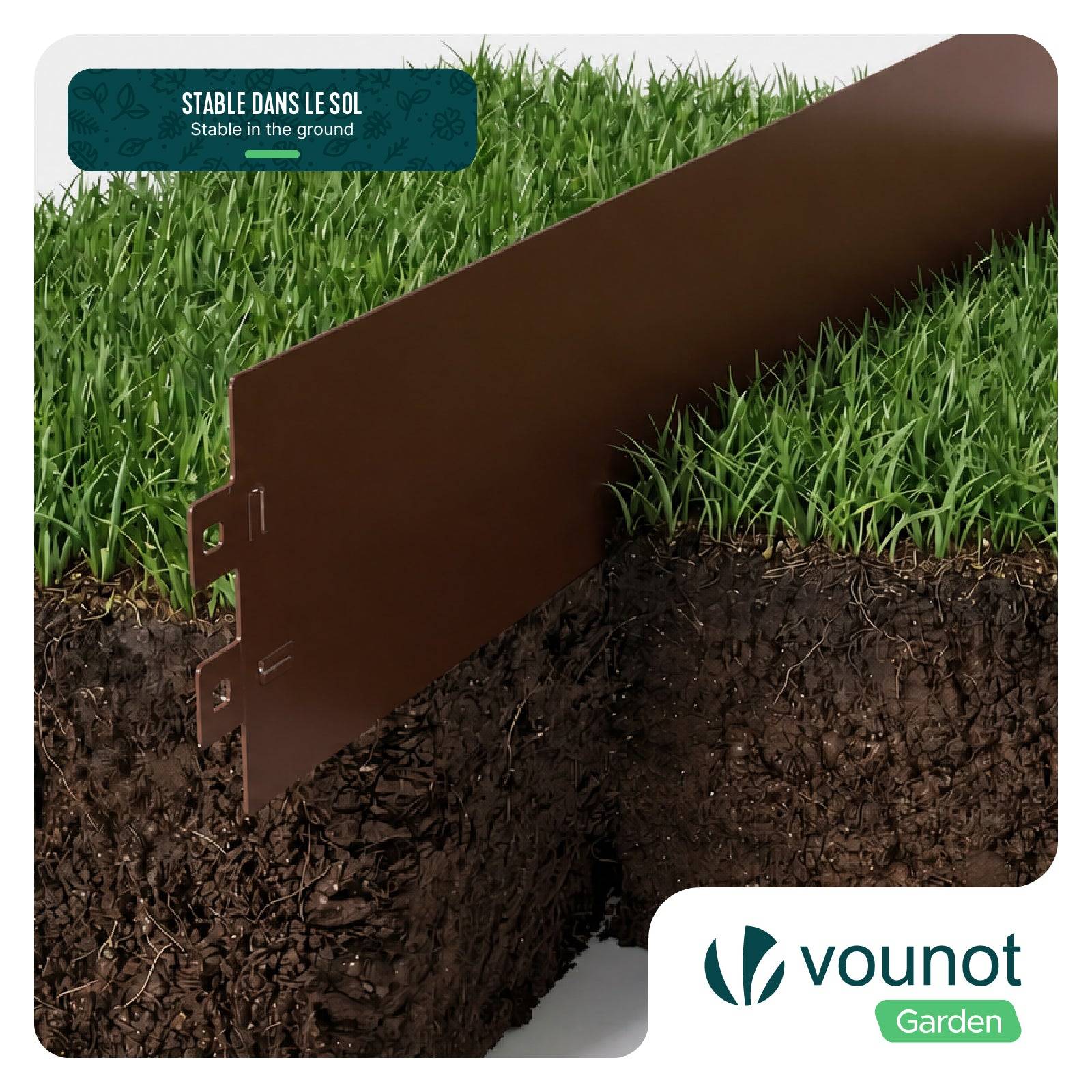 Vounot - Lot de 35 Bordure de jardin en métal flexible 100x13cm marron - clôture gazon antirouille 35m - VOUNOT® - Image 6