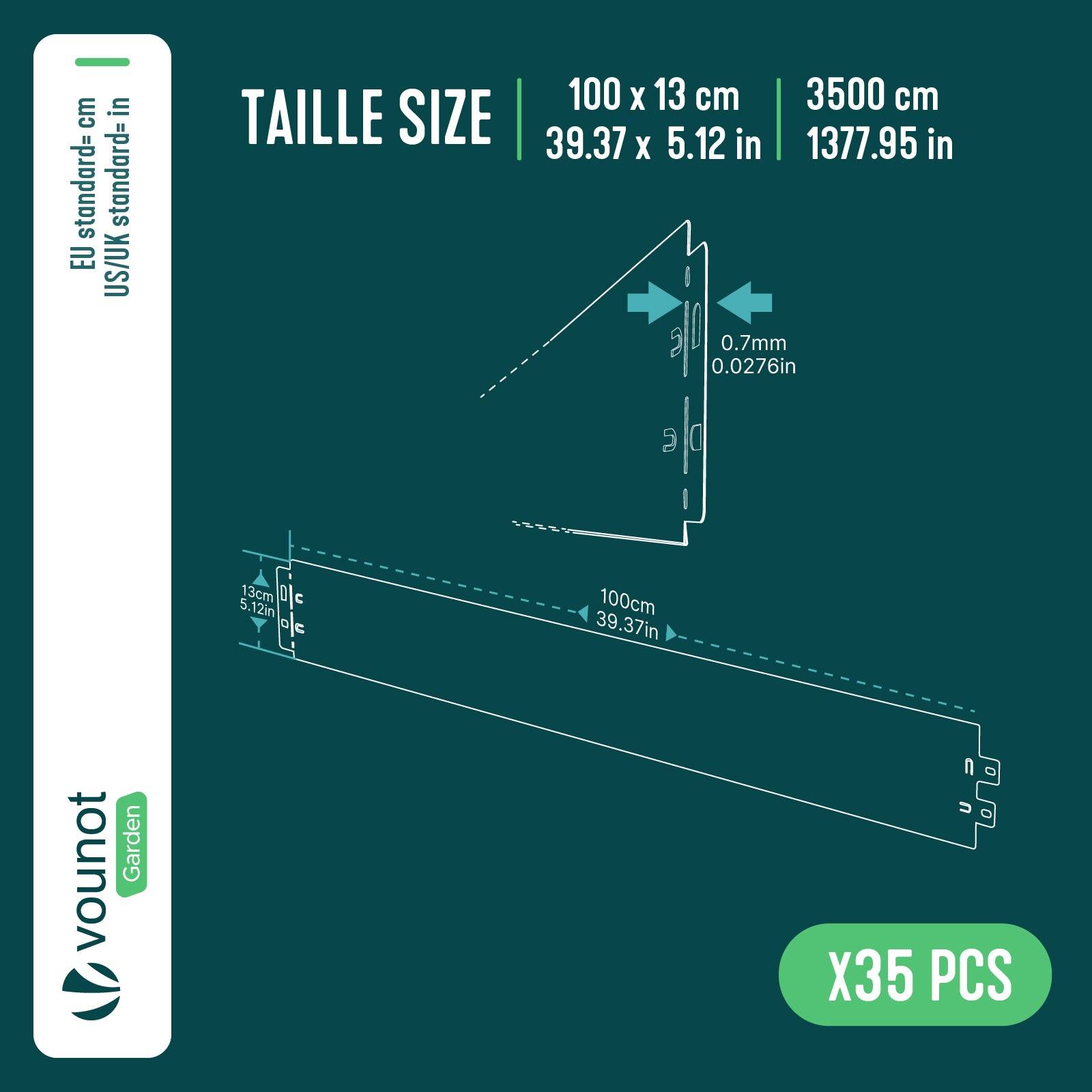 Vounot - Lot de 35 Bordure de jardin en métal flexible 100x13cm marron - clôture gazon antirouille 35m - VOUNOT® - Image 3