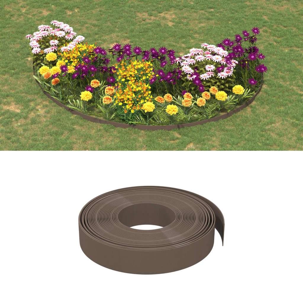 Bordure pelouse flexible plastique PE création allées parterres 5pcs 10mx10cm marron - ComfortXL Outdoor Living - Image 1